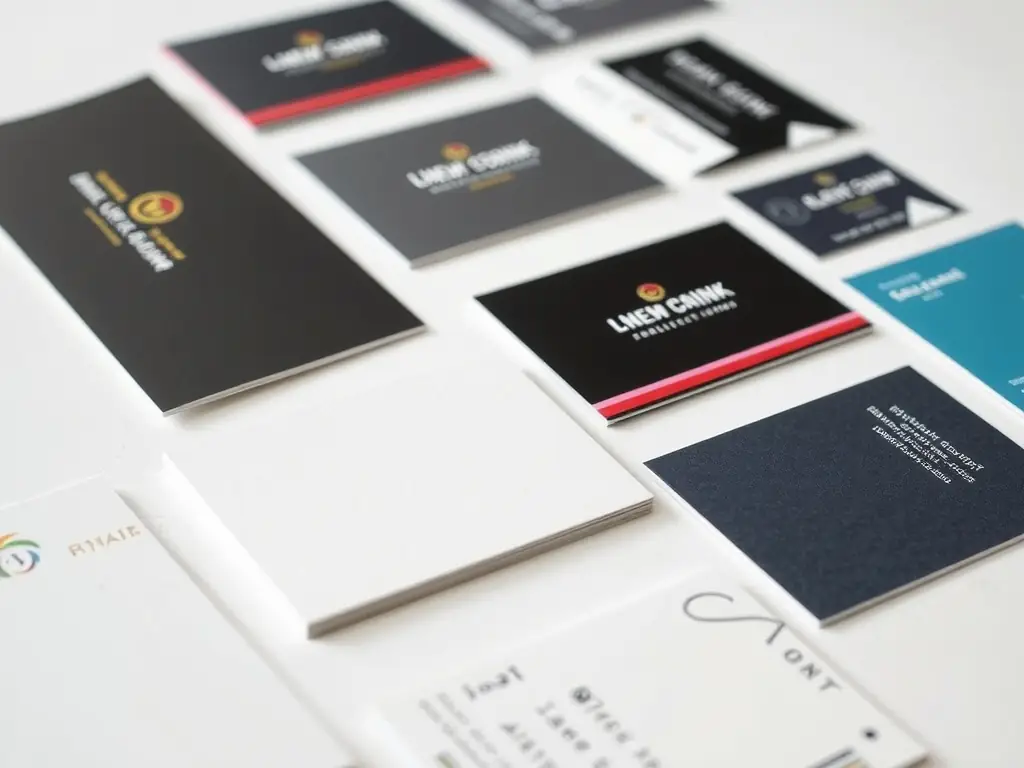 A detailed image showcasing various business card finishes, such as matte, glossy, and textured, highlighting the tactile and visual differences between each option.