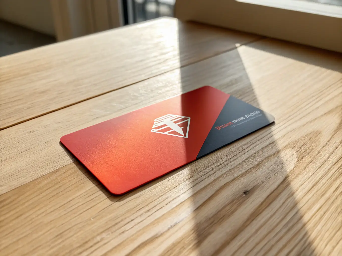 An image showcasing a business card with a custom die-cut shape, set against a clean, minimalist background to emphasize the unique design.
